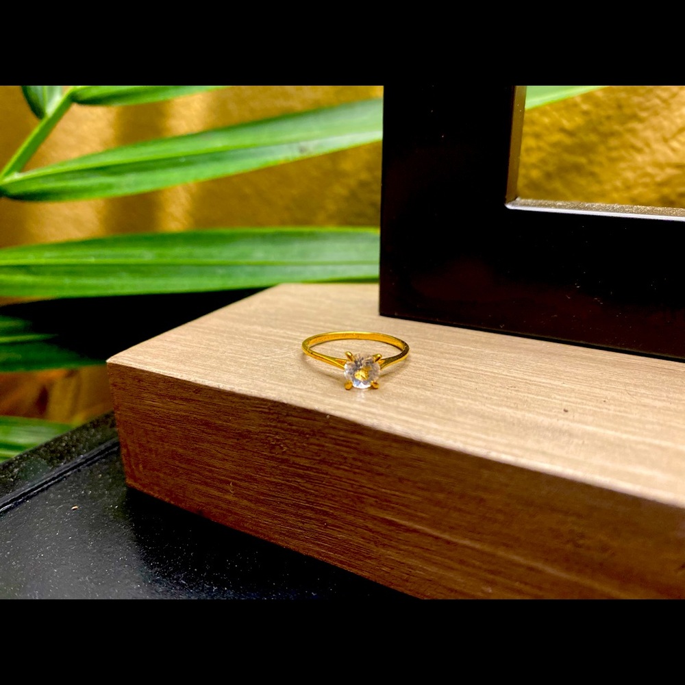 White Topaz Gemstone Solitaire Ring - Lilly - Gold Vermeil by Linjer